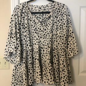 Trendy Dalmatian Print Flowy Blouse